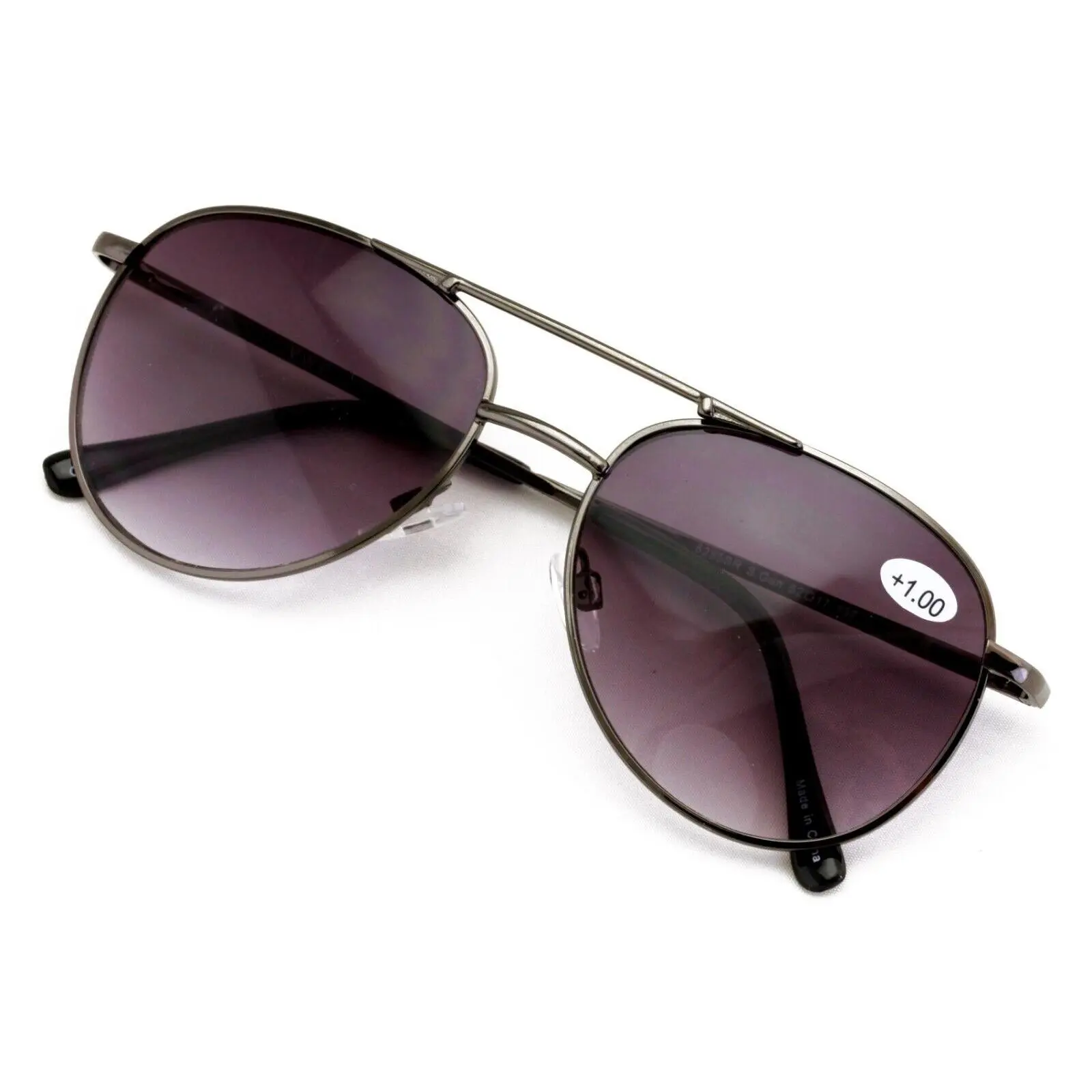 Aviator Metal Sunglasses Reader - UV Protection Gradient Tinted Reading Glasses
