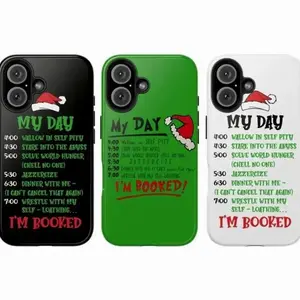 Holiday Theme Christmas Gift Grinch My Day Classic Movie Character Humor Art Tough Phone Case. Cozy Winter Festive Aesthetic Rugged Shockproof Protective Cover For iPhone 17 Pro Max 16 Air 15 14 13 12 11.