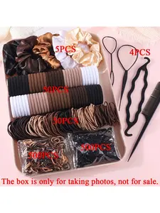 1109pcs Women Dark Hair Accessories Set Elastic Seamless Ponytail Scrunchies Small Rubber Bands Fashion Hair Ties Headbands