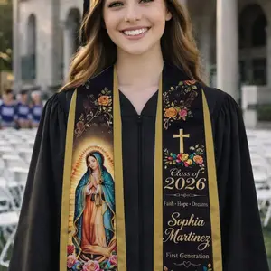 Personalized Catholic Graduation Stole, Virgen de Guadalupe Grad Sash, Custom Name Class of 2026, First Generation Graduate Gift