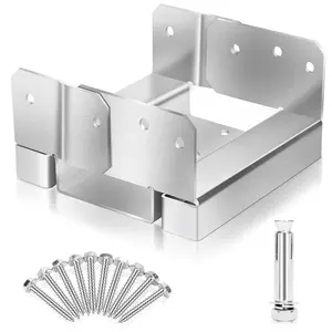 6.5x6.5 Post Base for True 6x6 Wood,10 PCS Adjustable Aluminum-zinc Plated Steel Deck Post Anchor Base for Concrete, Post Base Holder with 1" Standoff for Deck Gazebo Pergola Porch（Include Screws