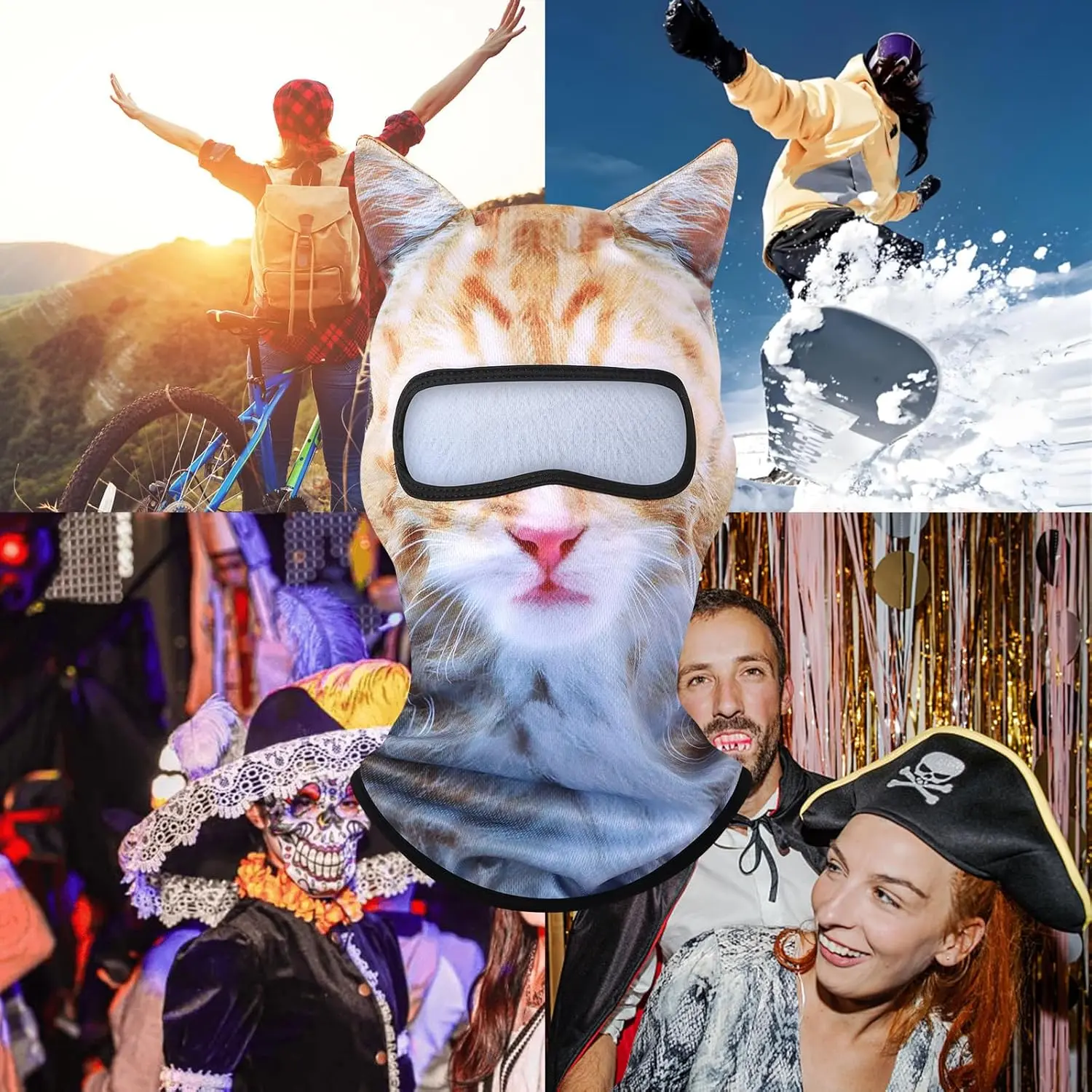 3D Cat Ski Balaclava Sheisty Face Mask with Ears Cute Animal Ski