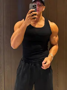 EK-Men's Summer Sports Tank Top - Breathable, Moisture Absorbing, Sleeveless Shirt, Fabric 95% Cotton 5% Spandex ，300g, Ideal for Running and Fitness Exercises, Sportswear, Sweatshirt-KO