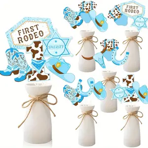 24 PCS Centerpieces for Birthday Party My Rodeo Birthday Centerpieces Rodeo Birthday Party Decorations Blue Western Birthday Party Decorations