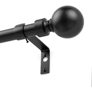 Matte Black Round Curtain Rods for Windows 32-94 Inch Adjustable, 3/4 Inch Stainless Steel Tension Rod for Bedroom, Living Room, Blackout Curtains, Farmhouse, Kitchen, Outdoor Use