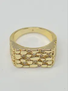 14k Ring with Irregular Pebble Texture and Micro-Set Diamonds, Unisex Stackable Party Accessory, Wide Band Design, Elegant Ring