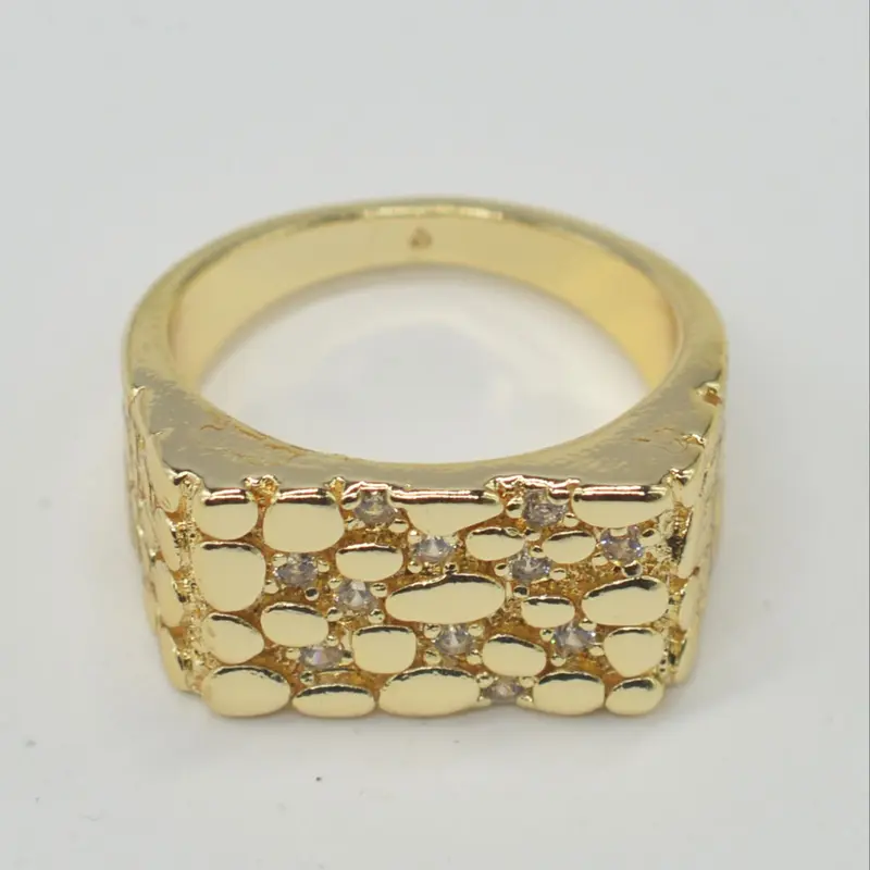 14k Ring with Irregular Pebble Texture and Micro-Set Diamonds, Unisex Stackable Party Accessory, Wide Band Design, Elegant Ring, Beautiful Rings