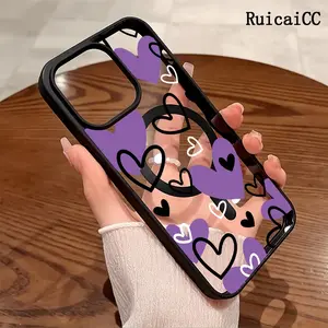 Premium Magnetic Case for iPhone11/12/13/14/15/16/17/air/promax Purple And Black Heart y2k cased MagSafe Ready, Anti-Fall, Springtok and Ultra-Thin Design |   Perfect for Everyday Use Protector Screen Protector