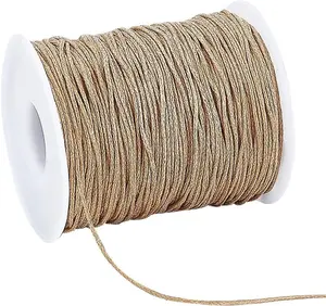 PH PandaHall 100 Yards 1mm Waxed Cotton Cord Thread Beading String Waxed Craft String Bracelet Strings for Bracelet Necklace Making Crafting Beading Macrame Vase Decor, Burlywood