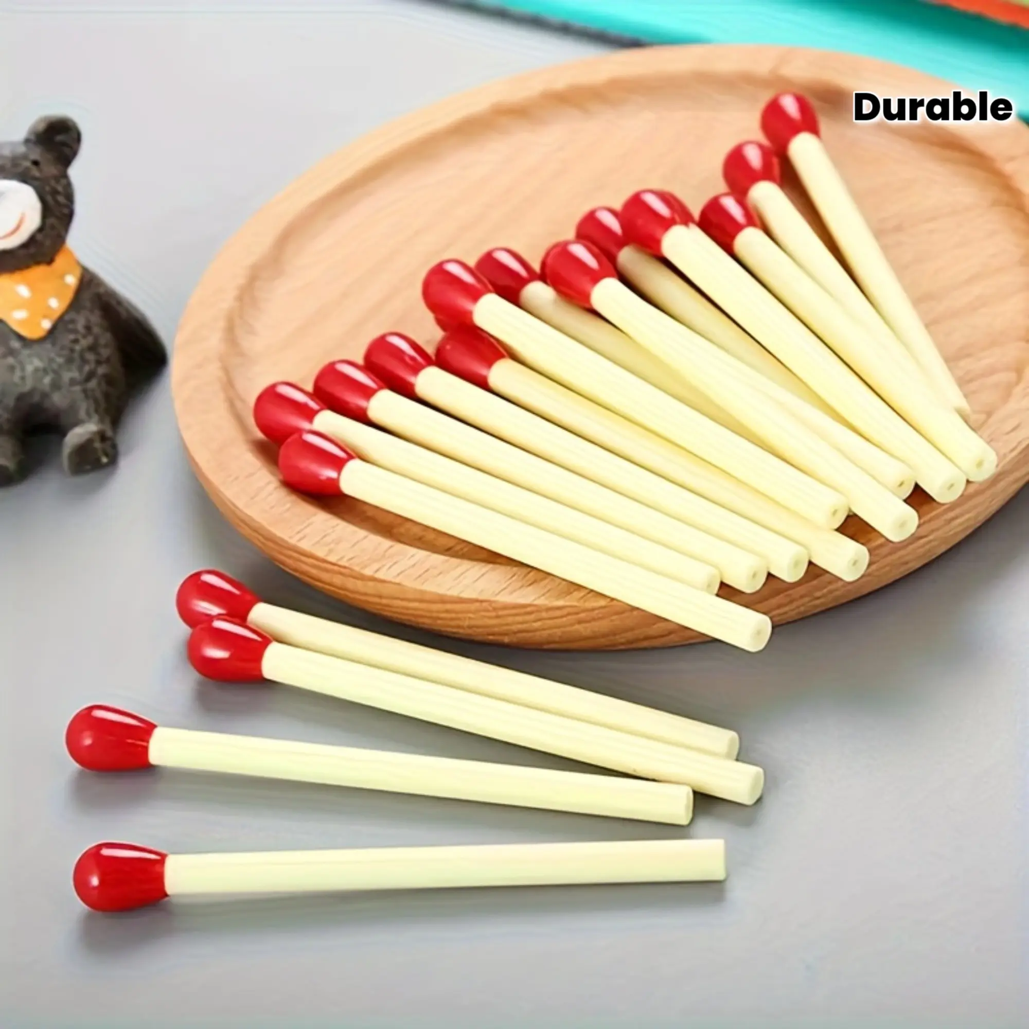 Portable Matchstick Mini Ballpoint Pens, 0.5mm Blue Ink, Lightweight Plastic Material, Click-Type Cap, Office Supplies, Creative Projects, Unique Pens, Writing Tools