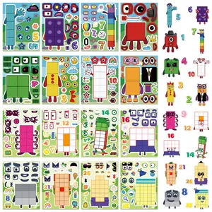 16pcs Cartoon Number Stickers, Office Supplies and Notebook Accessories, Suitable for Scrapbooks, Diaries, Laptops, Water Bottles, Cars, Etc., Featuring Designs Based on Beliefs, Sticker Decals, Fun Stickers