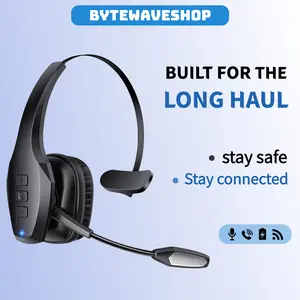 Wireless Bluetooth headset with noise cancelling microphone, truck driver specific earphones, computer headphone suitable for various outdoor sports, office earphones laptop pc cellphone work travel gamer Trucker Dual-Mic