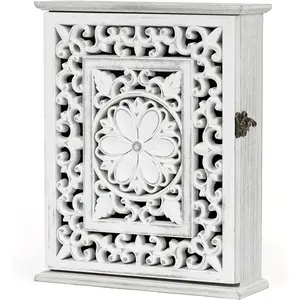 Wooden Key Holder for Wall, Key Box Key Cabinet, Key Hooks Wall Mounted Key Hangers Rustic Decorative Key Rack with 6 Key Hooks for  Office Entryway Hallway Bedroom Living Room