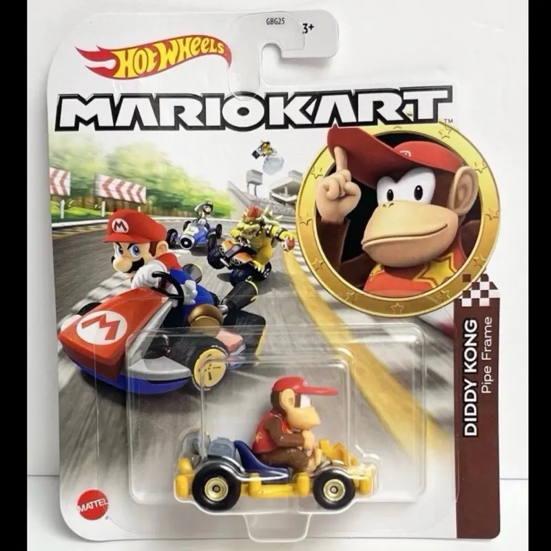 Hot Wheels Mario Kart Diddy Kong Pipe Frame Kart 1:64 Die-Cast Car NEW