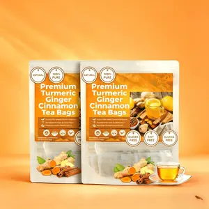 Organic Turmeric Ginger Cinnamon Tea Bags (60*2 Pack) – Natural Anti-Inflammatory Herbal Tea for Digestion, Immunity & Daily Wellness
