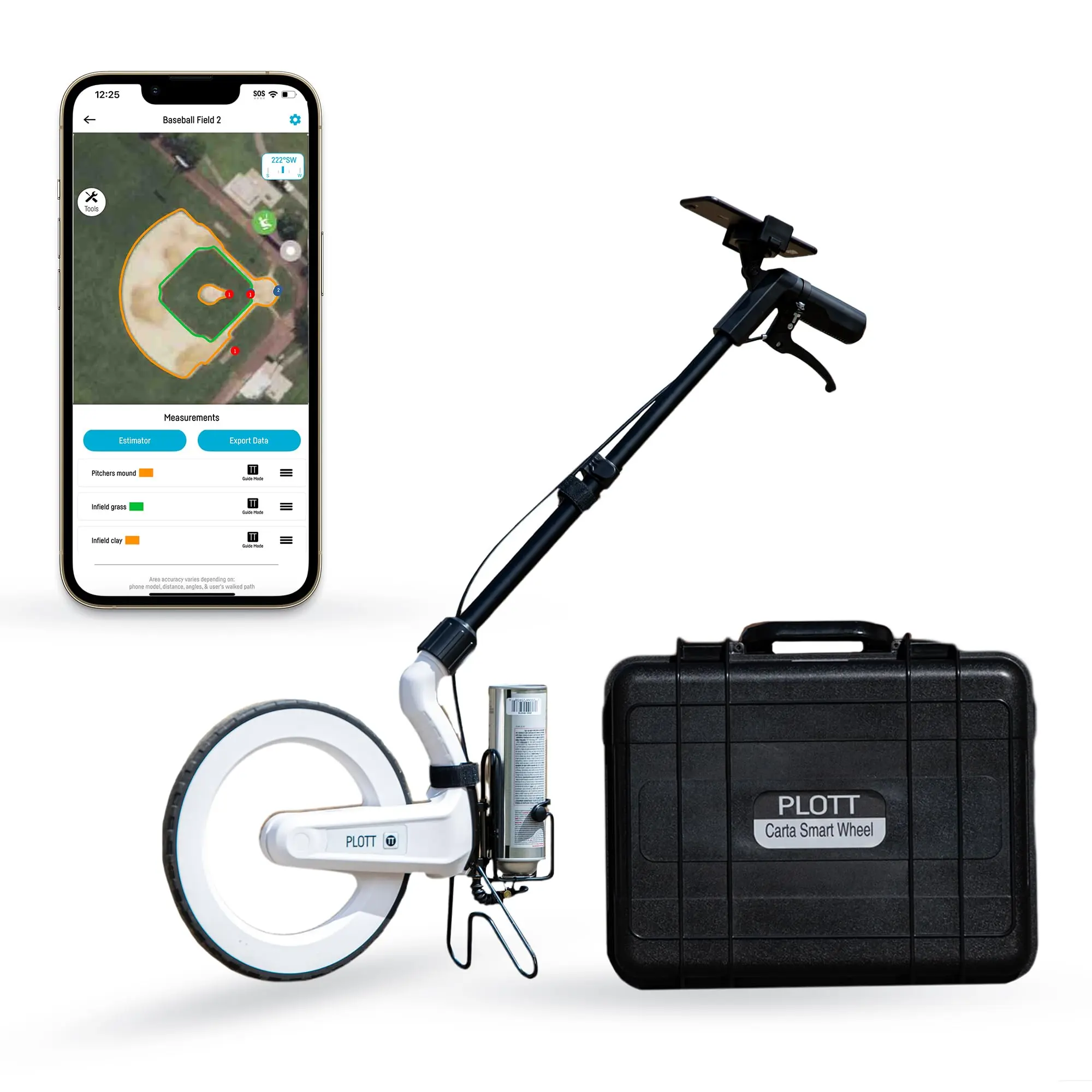 Carta Smart Concrete Measuring Wheel - Asphalt Compatible, Feet/Meters Conversion, Accurate Digital Maps, Spray Attach., App Synced, Carrying Case - Ideal for Outdoor Pros for Precise Estimates & Seamless Export-Sharing