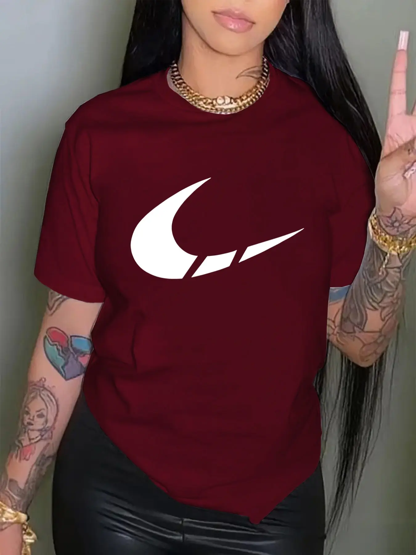 Women's Casual Fashion Loose Round Neck Short Sleeve Top, Summer Cartoon Print T-Shirt, Womenswear, Fitted Style, Comfortable and Stylish, Casual Tops