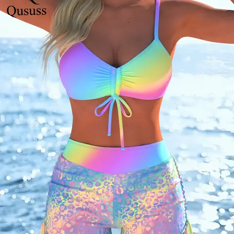 Women's Two-Piece Bikini Set, Sexy Elegant Swimwear for Summer Festival, Holiday & Beach Travel, Bikinis Set, Beachwear Swimsuit Set, Print Bikini Set