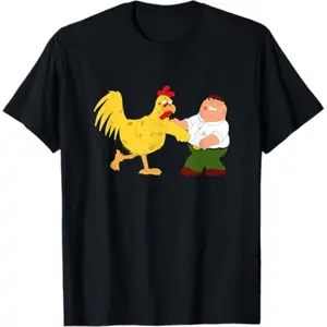 Family Guy Peter and the Giant Chicken Combat Humorous Cartoon T Shirt