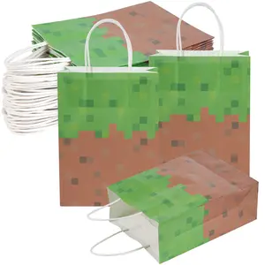 24Pcs Pixel Birthday Party Favors Bag Mining Pixel Plastic Gift Bags Video Game Party Candy Snack Bag Theme Goodie Treat Bags for Kids Gamer Birthday Decoration Supplies 22 X 6cm.Christmas and Halloween Party Supplies