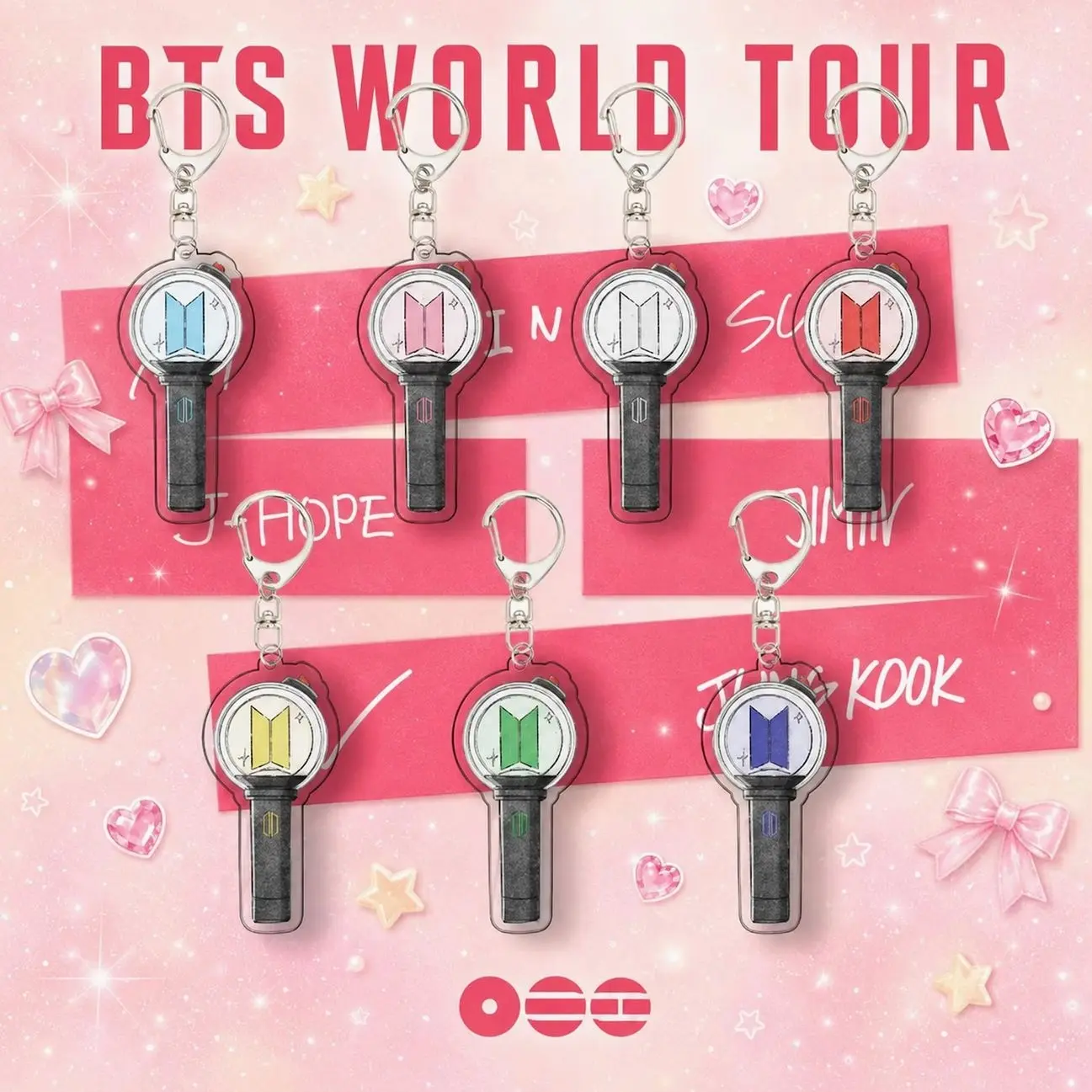 7 ops Bangtan lightstick acrylic keychain, Kpop Bag Charm, Idol Keyring Accessory