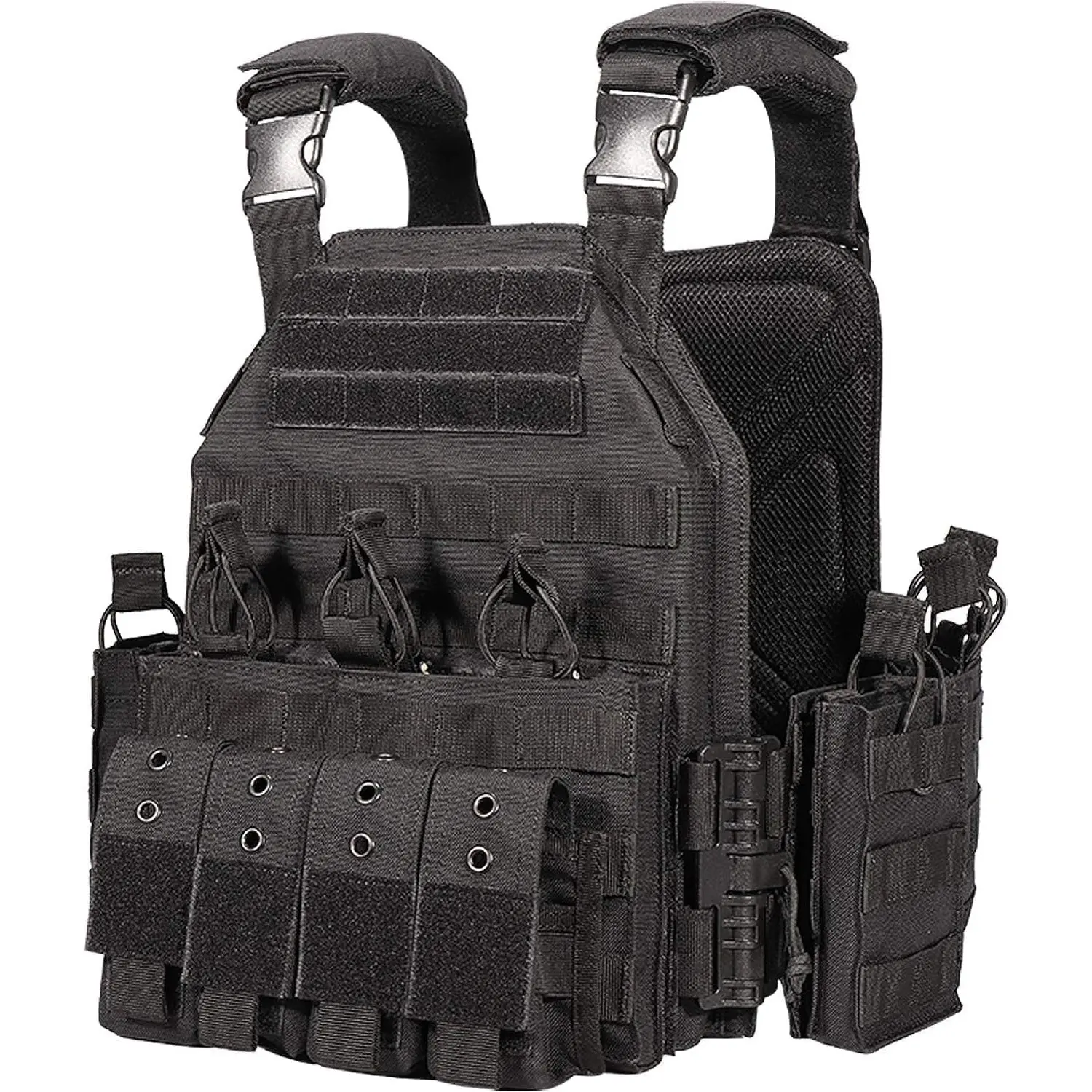 Men's Nylon Tactical Vest, Adjustable Quick-Release Laser-Cutting Modular Vest for Outdoor Sports & Weight Training