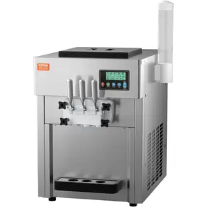 VEVOR Commercial Ice Cream Machine, 34-44L/H Yield, Dual-Compressor Freestanding Soft Serve Ice Cream Maker with 2 * 10L Hoppers 3 Flavors, Pre-Cooling Puffing Low-Mix Alert for Snack Dessert ShopsVEVOR Super Brand Day