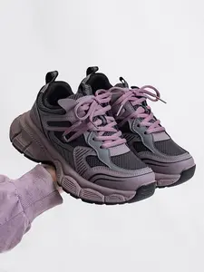 Women's Thick Sole Casual Sports Shoes, All Season Wear, Round Toe, Low Top, Low Heel, Rubber Sole, Textile Upper, Plain Pattern