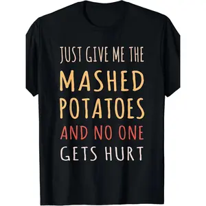1pc Men'S Casual Crew Neck T-Shirt - 100% Cotton Short Sleeve Graphic Tee with Mashed Potatoes Quote, Digital Heat Transfer, All-Season Comfort, Regular Fit, 180gsm Knit Fabric