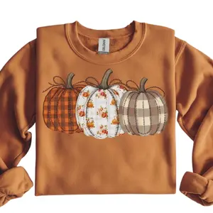 [ New Collection For Women ] [ 100% Cotton ] Fall Pumpkin Sweatshirt for Women – Cute Plaid & Floral Autumn Graphic Pullover, Cozy Thanksgiving Outfit Trending on TikTok Womenswear Athletic