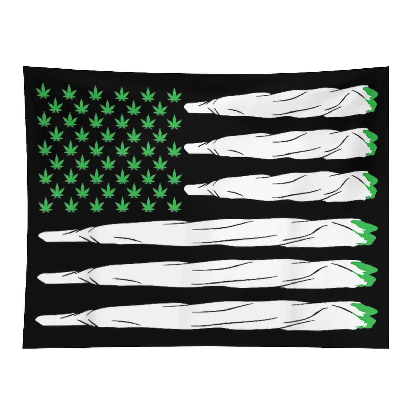 Weed Leaf Star Joint Blunt USA Flag Black Wall Tapestry Wall Hanging, 420 Patriotic Cannabis Stoner American Flag Decor for Man Cave Bedroom Dorm Party Ornament