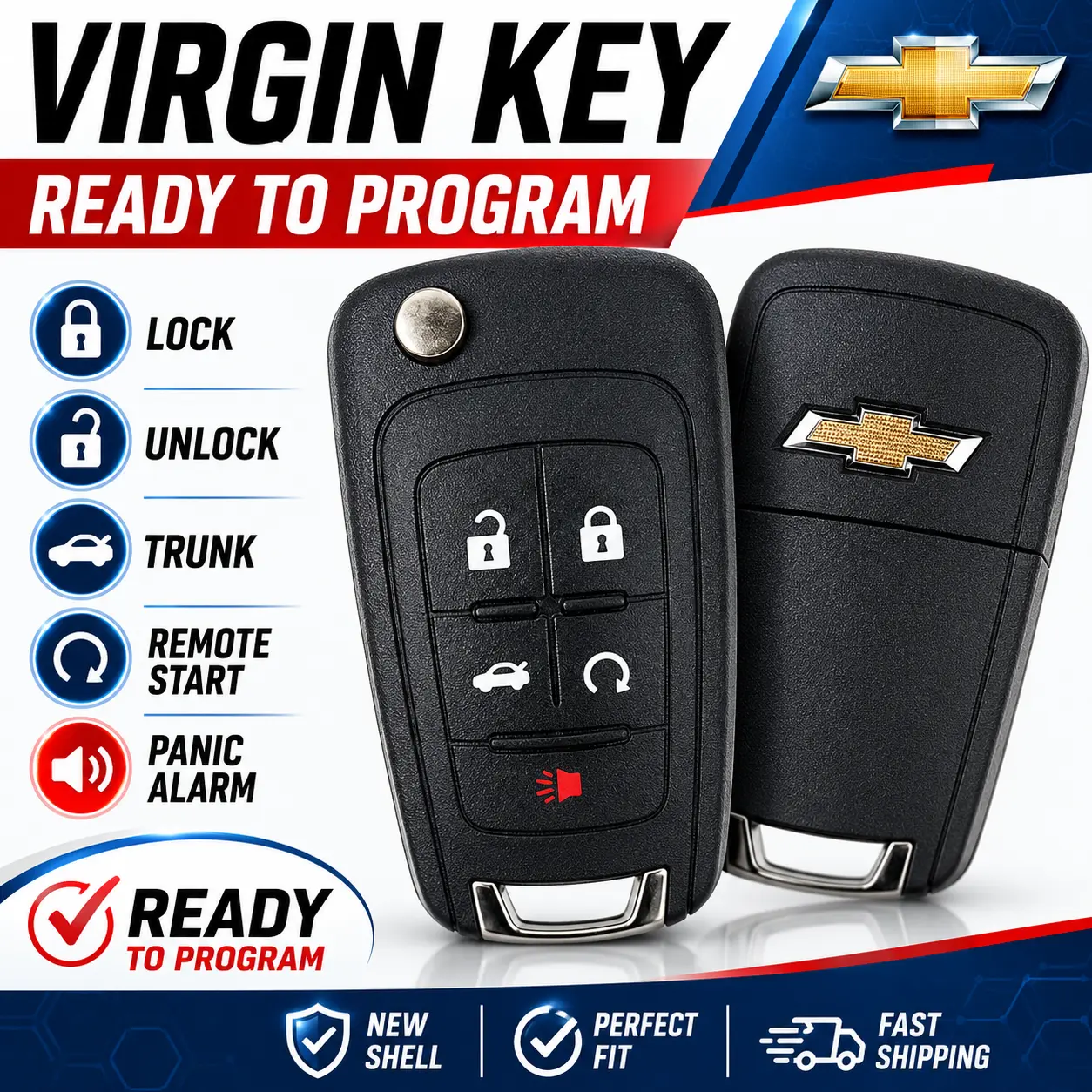 GM CHEVY FLIP KEY SWITCHBLADE KEYLESS REMOTE START FOB TRANSMITTER