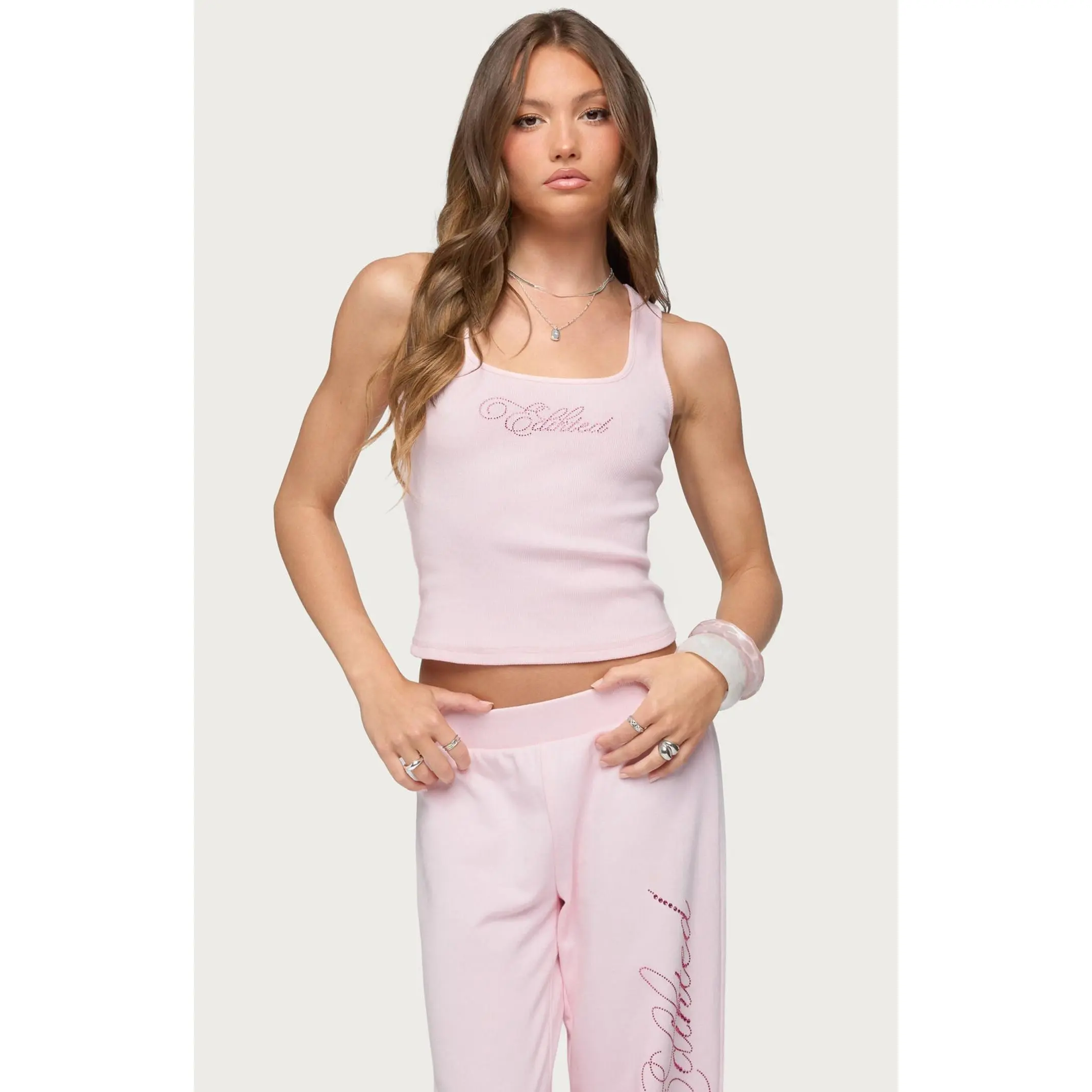 Edikted Women's Studio Rhinestone Tank Top