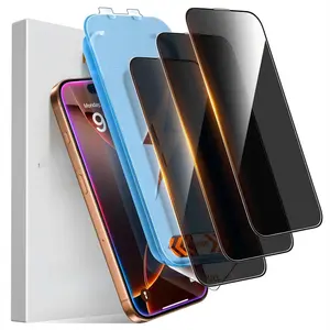 For iPhone Privacy Screen Protector 3 Pack 25° Anti Spy 9H+ Hardness Full Edge Coverage Tempered Glass for 17 6.3 inch 2025 Face Unlocking Compatible Protection Installation
