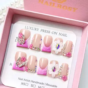10Pcs Handmade Press on Nails Kit Short Duck Red Line Art Japanese Style Modern Elegant Minimalist Korea Style Fresh Design Chic French Style Neutral Classical Cute Kawaii Creative Glossy Finish Shimmery Obreme 1 Account Manicure Handmade Reusable Nails
