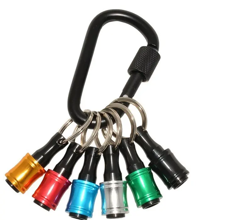 Bit Storage Keychain – 1/4-inch hex shank bit storage rack, compatible with sockets, screwdrivers, and drill bits – quick-release design, Aluminium Alloy change