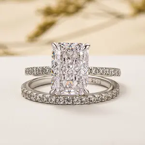 RODIFFY 3.5 Ct Gorgeous Radiant Cut Wedding Ring Set for Women,5A Cubic Zirconia 925 Sterling Silver Bridal Ring Set,Jewelry for Women,Rodiffy Wedding Set