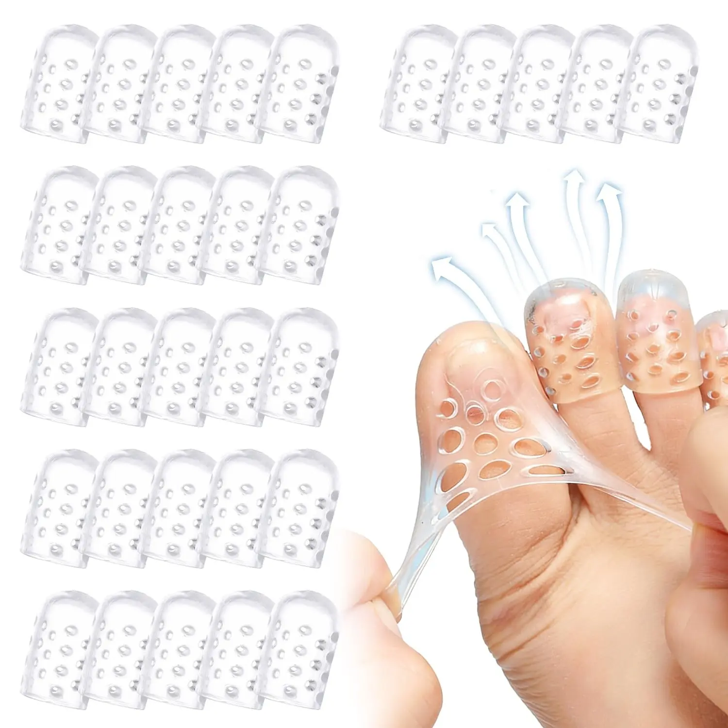 Silicone Anti-Friction Toe Protector, 30 Pcs Gel Toe Protectors Breathable Toe Covers, Soft Clear Little Toe Protectors Caps Guards for Men Women, Toe Sleeves for Corns, Blisters and Pain Relief