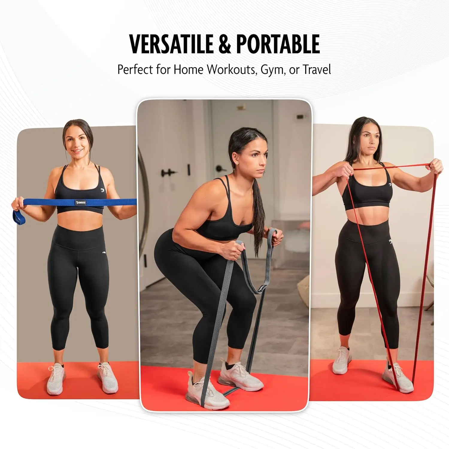 DMoose Fitness Fabric Resistance Bands for Working Out - Non-Slip Cloth Bands for Squats, Lunges & Bicep Curls - Long Resistance Band for Booty Exercises, Women & Men