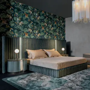 Hotel Luxury Upholstered Bed Frame No Box Spring Needed | Minimalist Dark Bedroom Decor Ideas