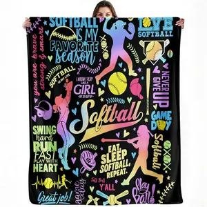 Softball Player Blanket Softball Lover Gift Sports Throw Blanket