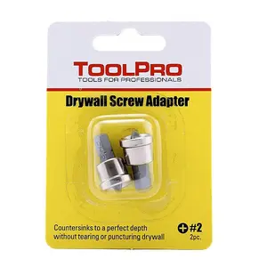 TOOLPRO Drywall Screw Adapter (Pack of 2) - Steel Shaft, Countersink Tip, Drill-Compatible