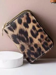 New Leopard Print Multi-Card Slot Dual Zippered Accordion Purse, Women's Coin Pouch ID Card Holder, Fashionable Card Holder, Daily Card Storage, Credit Card Holder, Gift for Her