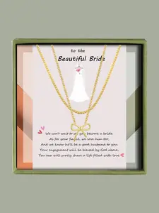 Women's Elegant Bowknot Design Pendant Necklace & Chain Necklace, Exquisite Trendy Pendant Necklace & Chain Necklace, Chic Jewelry Set As Gift for Girlfriend