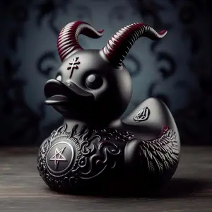 Punk Duck Goth Resin Duck - Garage Kits,Unique Gothic Gifts & Collectibles,Vinyl Rubber Novelty Ornament Dark Satanic Duck Figurine for Desktop Home Halloween Decor (Satan Duck)