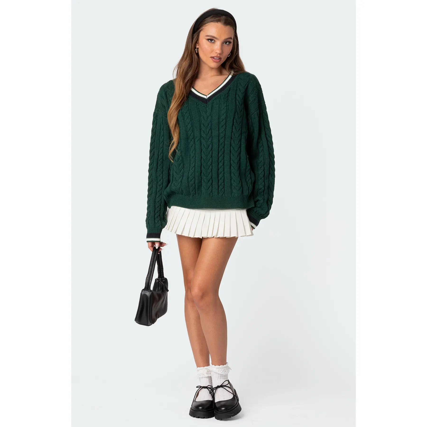 Donna Denim Pleated Mini Skort