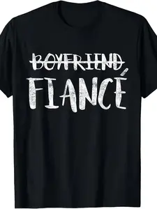 Engagement Boyfriend Fiance T-Shirt Married for Man Wedding Gift Unisex T-ShirtSame style for men and women  summer short-sleeved printed T-shirt pure 220G