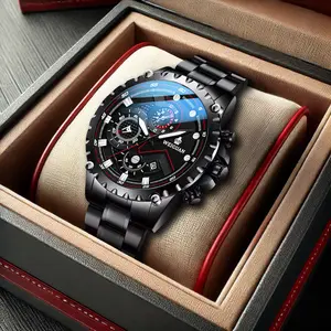 New Black Warrior Watch Men's Fashion Multi-function Luminous Calendar Waterproof Quartz Watch