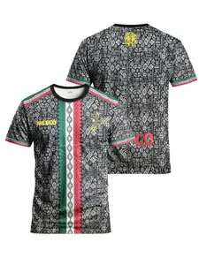 Men'S Football Jersey from Mexico with Cartoon Designs, Comfortable Round-Neck Sports Top Suitable for Matches, Training, Casual Wear, And As a Gift