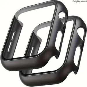 2-Pack Durable Wearable Accessories for Apple Watch, Tempered Screen Protector with Full Coverage PC Protection Cover (38-46mm)